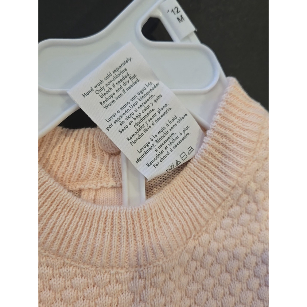 Laura Ashley Baby 2 Piece Light Pink Sweater And White Leggings Set 12 Mo. (D47) - Picture 8 of 9